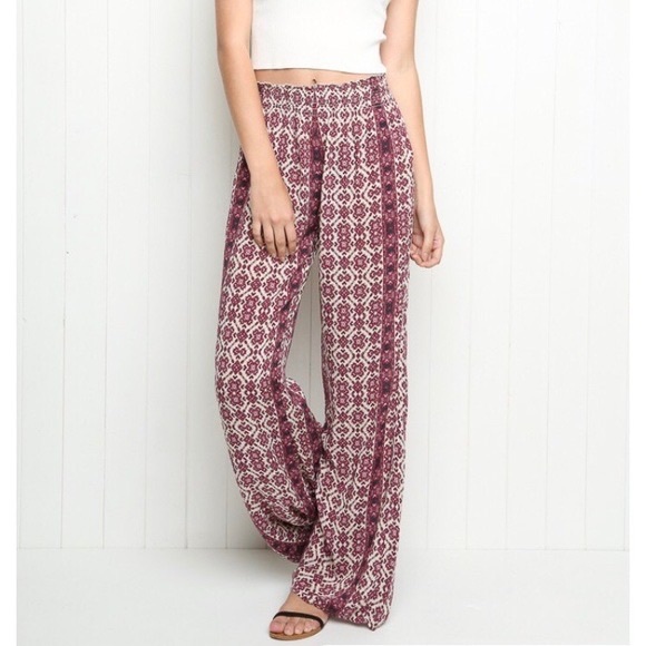 Brandy Melville Pants - Brandy Melville Floral Paisley Casual Smocked Pants